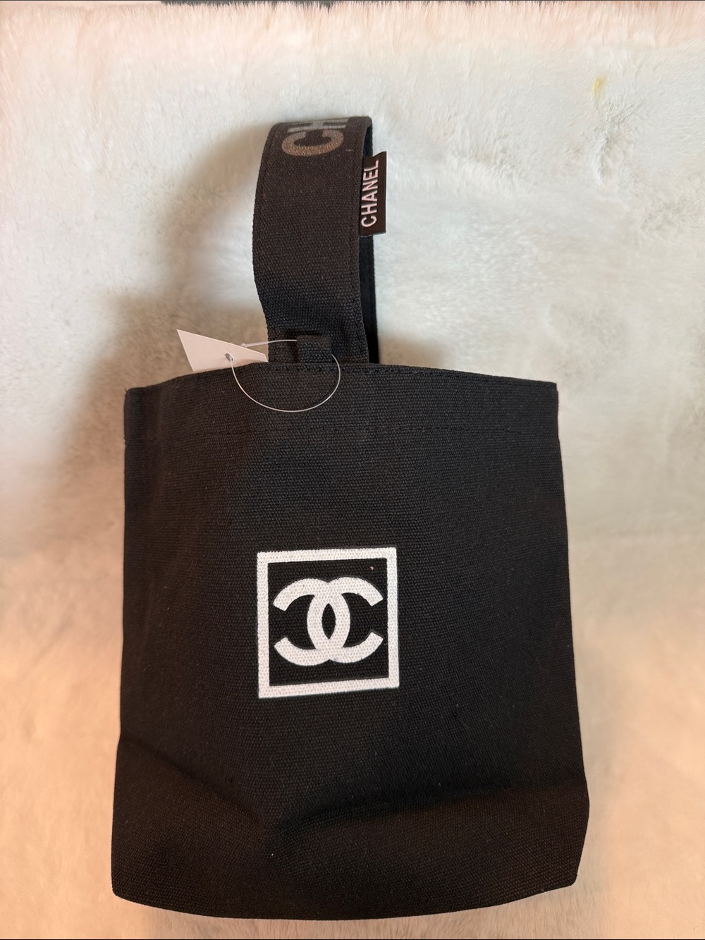 Source Unknown Black Canvas Mini Tote with Logo Strap